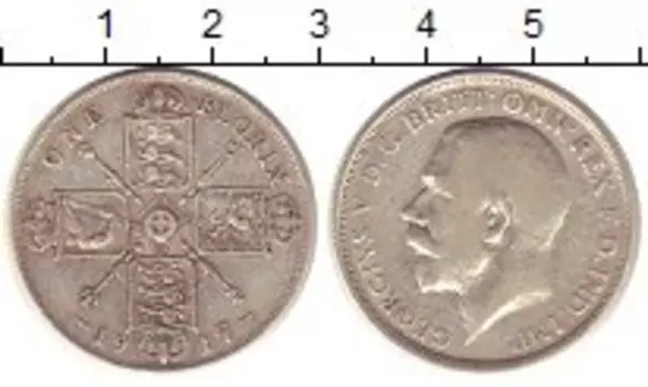 Монета флорин Англии 1917 года Серебро Георг V
