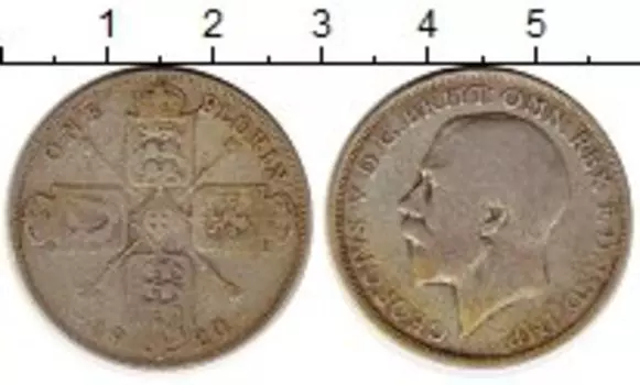Монета флорин Англии 1920 года Серебро Георг V