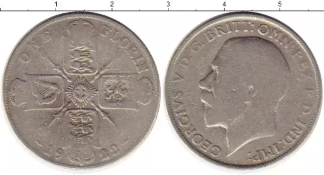 Монета флорин Англии 1922 года Серебро Георг V