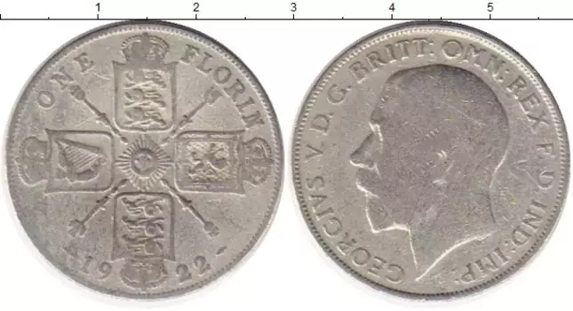 Монета флорин Англии 1922 года Серебро Георг V