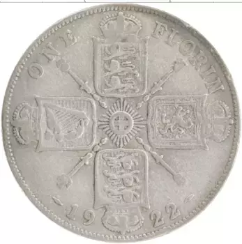 Монета флорин Англии 1922 года Серебро Георг V
