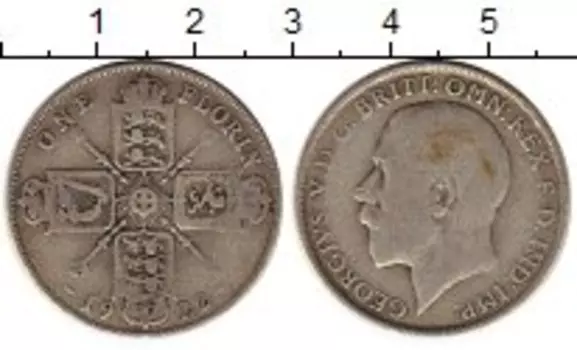Монета флорин Англии 1922 года Серебро Георг V