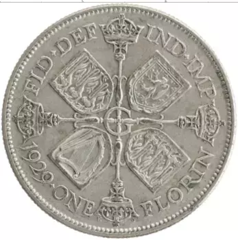 Монета флорин Англии 1929 года Серебро Георг V