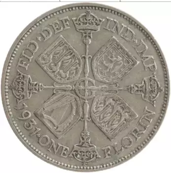 Монета флорин Англии 1931 года Серебро Георг V
