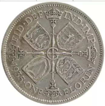 Монета флорин Англии 1935 года Серебро Георг V