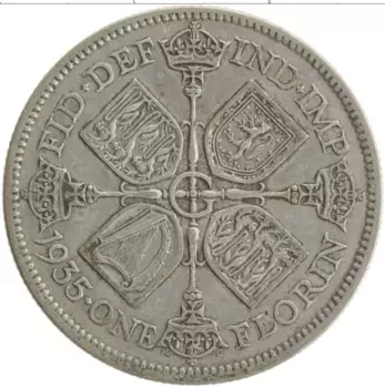 Монета флорин Англии 1935 года Серебро Георг V