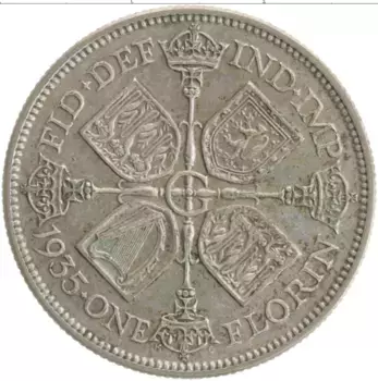 Монета флорин Англии 1935 года Серебро Георг V