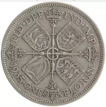 Монета флорин Англии 1935 года Серебро Георг V