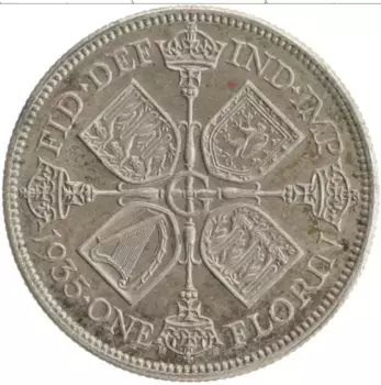 Монета флорин Англии 1935 года Серебро Георг V