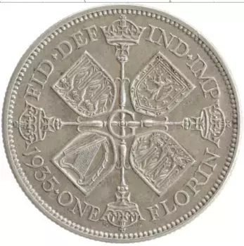 Монета флорин Англии 1935 года Серебро Георг V