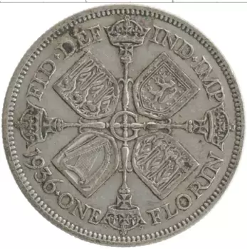 Монета флорин Англии 1936 года Серебро Георг V