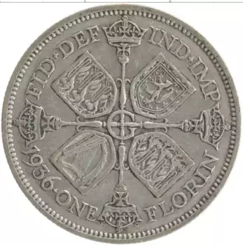 Монета флорин Англии 1936 года Серебро Георг V