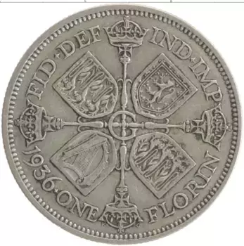 Монета флорин Англии 1936 года Серебро Георг V