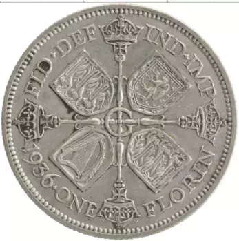 Монета флорин Англии 1936 года Серебро Георг V