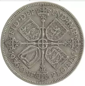 Монета флорин Англии 1936 года Серебро Георг V