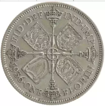 Монета флорин Англии 1936 года Серебро Георг V
