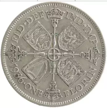 Монета флорин Англии 1936 года Серебро Георг V