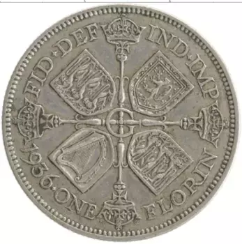 Монета флорин Англии 1936 года Серебро Георг V