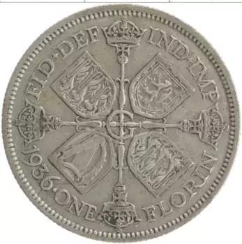 Монета флорин Англии 1936 года Серебро Георг V