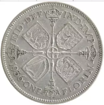 Монета флорин Англии 1936 года Серебро Георг V
