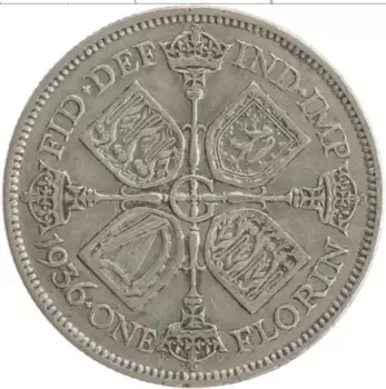 Монета флорин Англии 1936 года Серебро Георг V