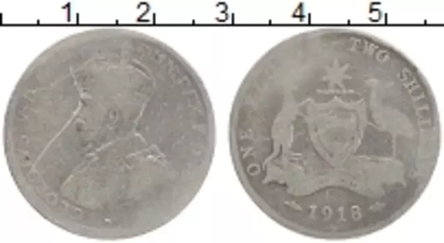 Монета флорин Австралии 1918 года Серебро Георг V