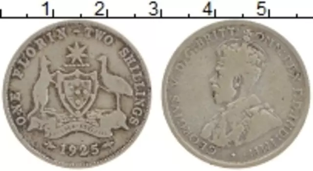 Монета флорин Австралии 1925 года Серебро Георг V