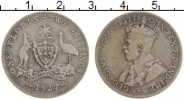 Монета флорин Австралии 1927 года Серебро Георг V