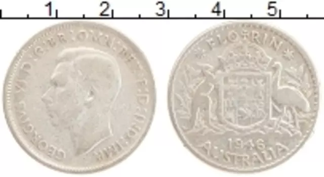 Монета флорин Австралии 1946 года Серебро Георг VI
