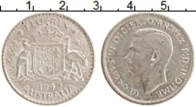 Монета флорин Австралии 1947 года Серебро Георг VI
