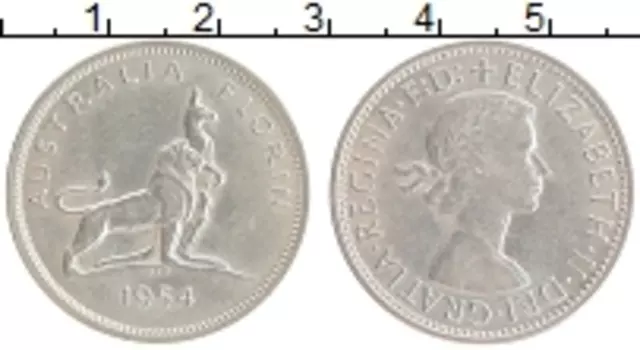 Монета флорин Австралии 1954 года Серебро Елизавета II