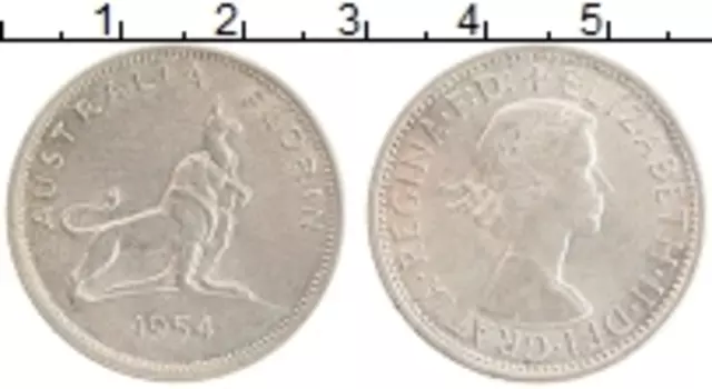 Монета флорин Австралии 1954 года Серебро Елизавета II