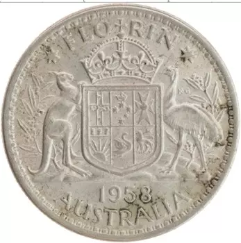 Монета флорин Австралии 1958 года Серебро Елизавета II