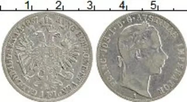 Монета флорин Австрии 1857 года Серебро Франс Иосиф I