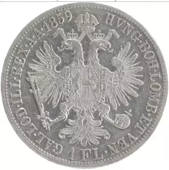 Монета флорин Австрии 1859 года Серебро Франс Иосиф I