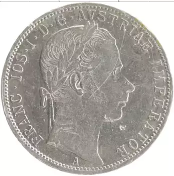 Монета флорин Австрии 1861 года Серебро Франс Иосиф I