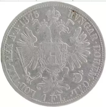 Монета флорин Австрии 1875 года Серебро Франс Иосиф I