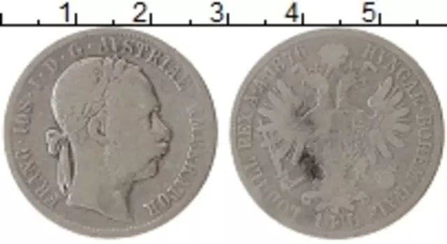 Монета флорин Австрии 1876 года Серебро Франс Иосиф I