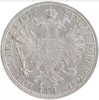 Монета флорин Австрии 1877 года Серебро Франс Иосиф I