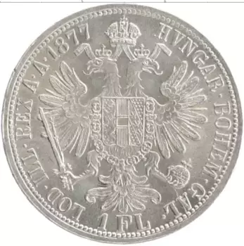 Монета флорин Австрии 1877 года Серебро Франс Иосиф I