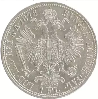 Монета флорин Австрии 1878 года Серебро Франц Иосиф I