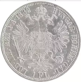 Монета флорин Австрии 1882 года Серебро Франс Иосиф I