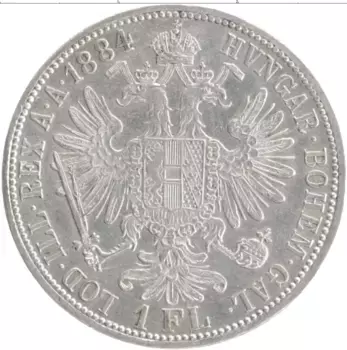 Монета флорин Австрии 1884 года Серебро Франс Иосиф I