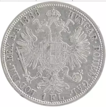 Монета флорин Австрии 1886 года Серебро Франс Иосиф I