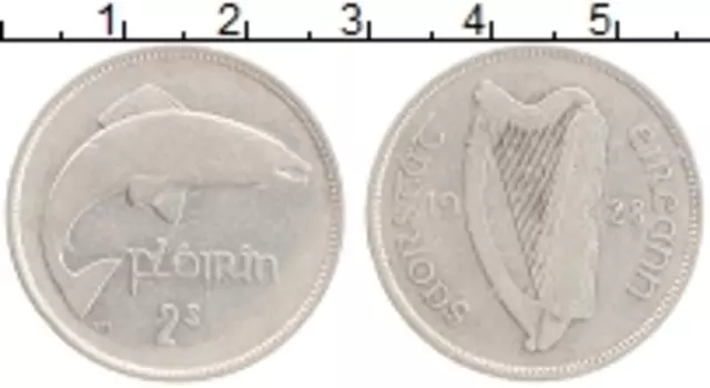 Монета флорин Ирландии 1928 года Серебро