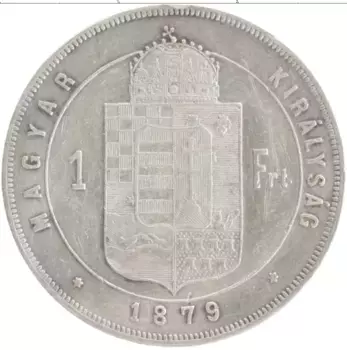 Монета флорин Венгрии 1879 года Серебро Франц Иосиф I