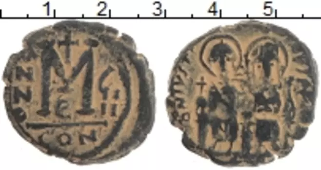 Монета фоллис Византии Медь Анонимный 10-11 век Фока