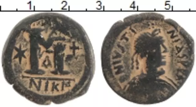 Монета фоллис Византии Медь Юстиниан I