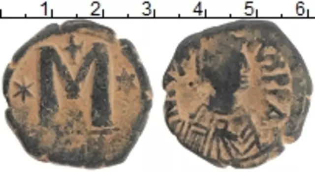 Монета фоллис Византии Медь Юстиниан I 527-565 гг