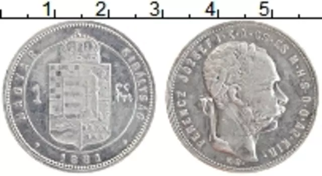 Монета форинт Венгрии 1881 года Серебро Франц Иосиф I